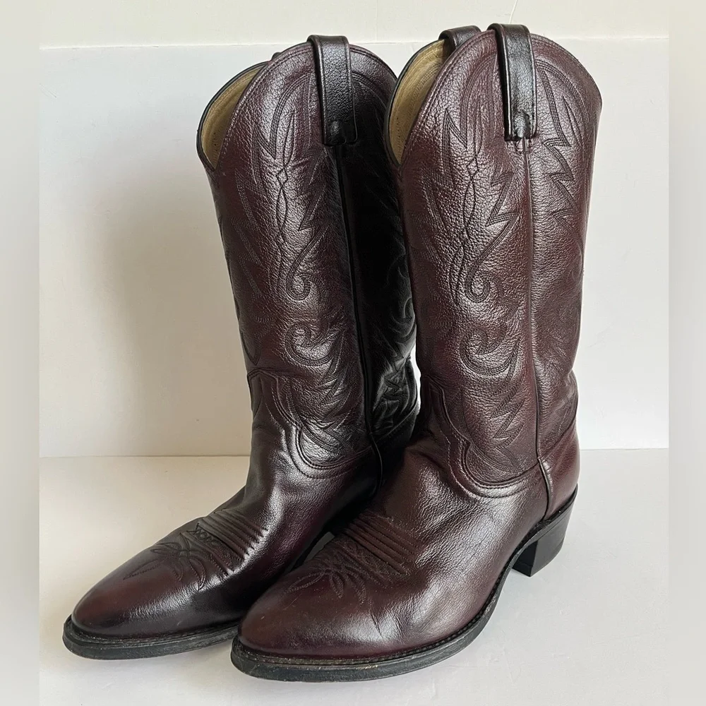 Dan Post Burgundy Pebble Grain Cowboy Boots men’s size 9D
